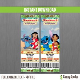 Lilo & Stitch Birthday Ticket Invitations